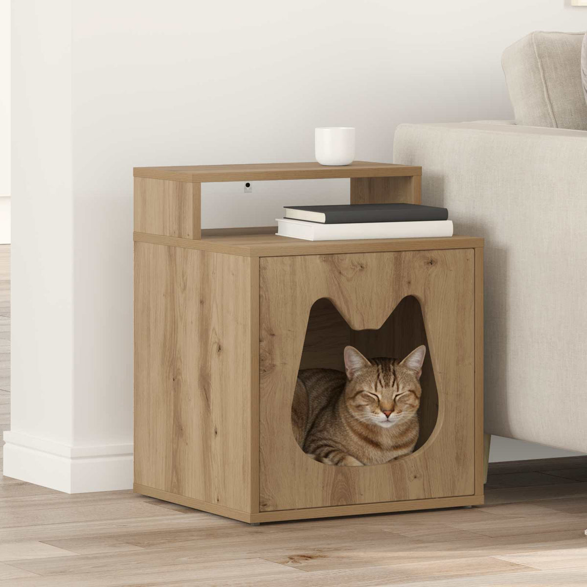 Kattenhuis 42,5 X 40 X 53,5 Cm Bewerkt Hout