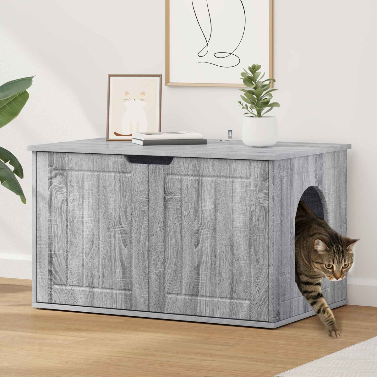 Kattenhuis 85 X 55 X 50,5 Cm Bewerkt Hout