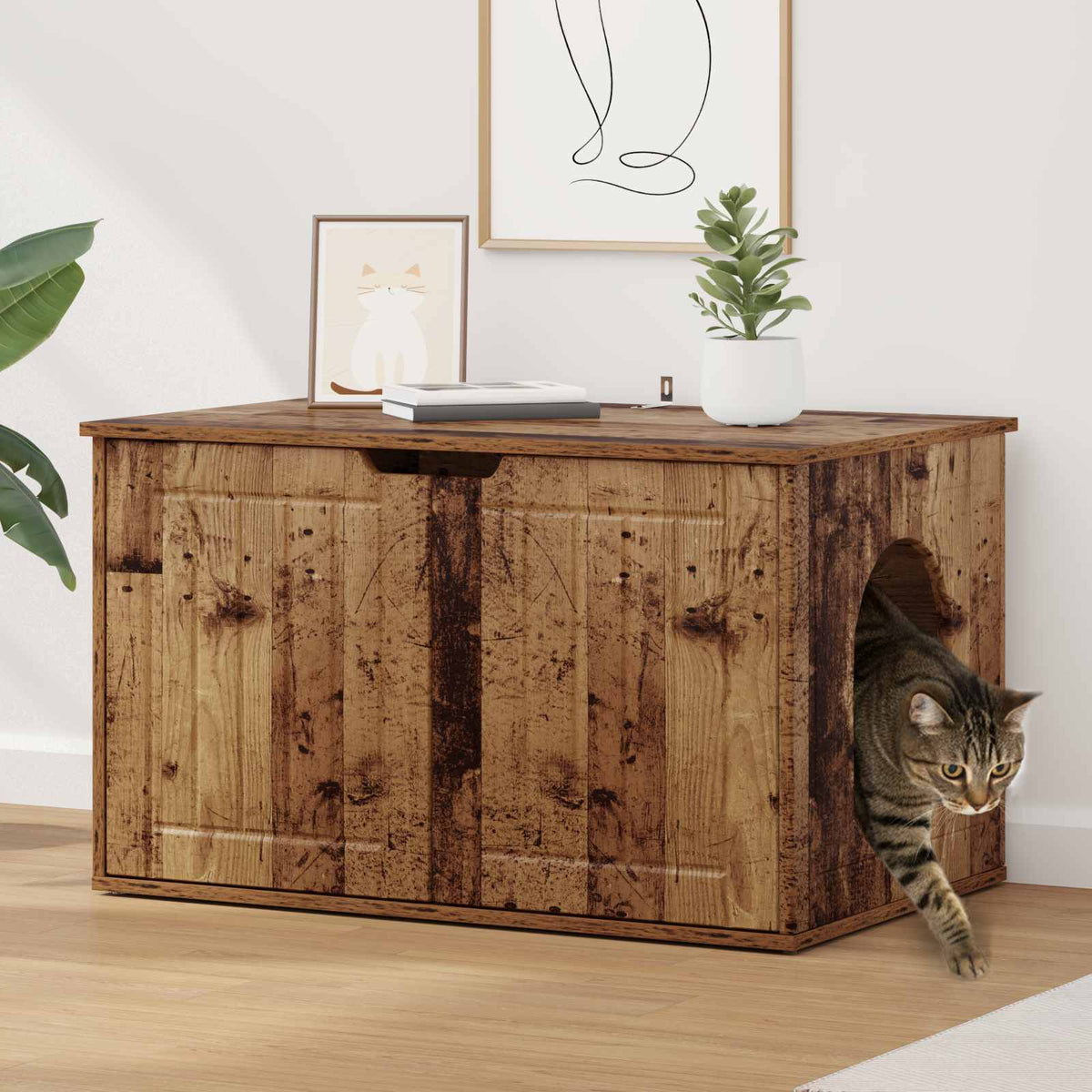 Kattenhuis 85 X 55 X 50,5 Cm Bewerkt Hout