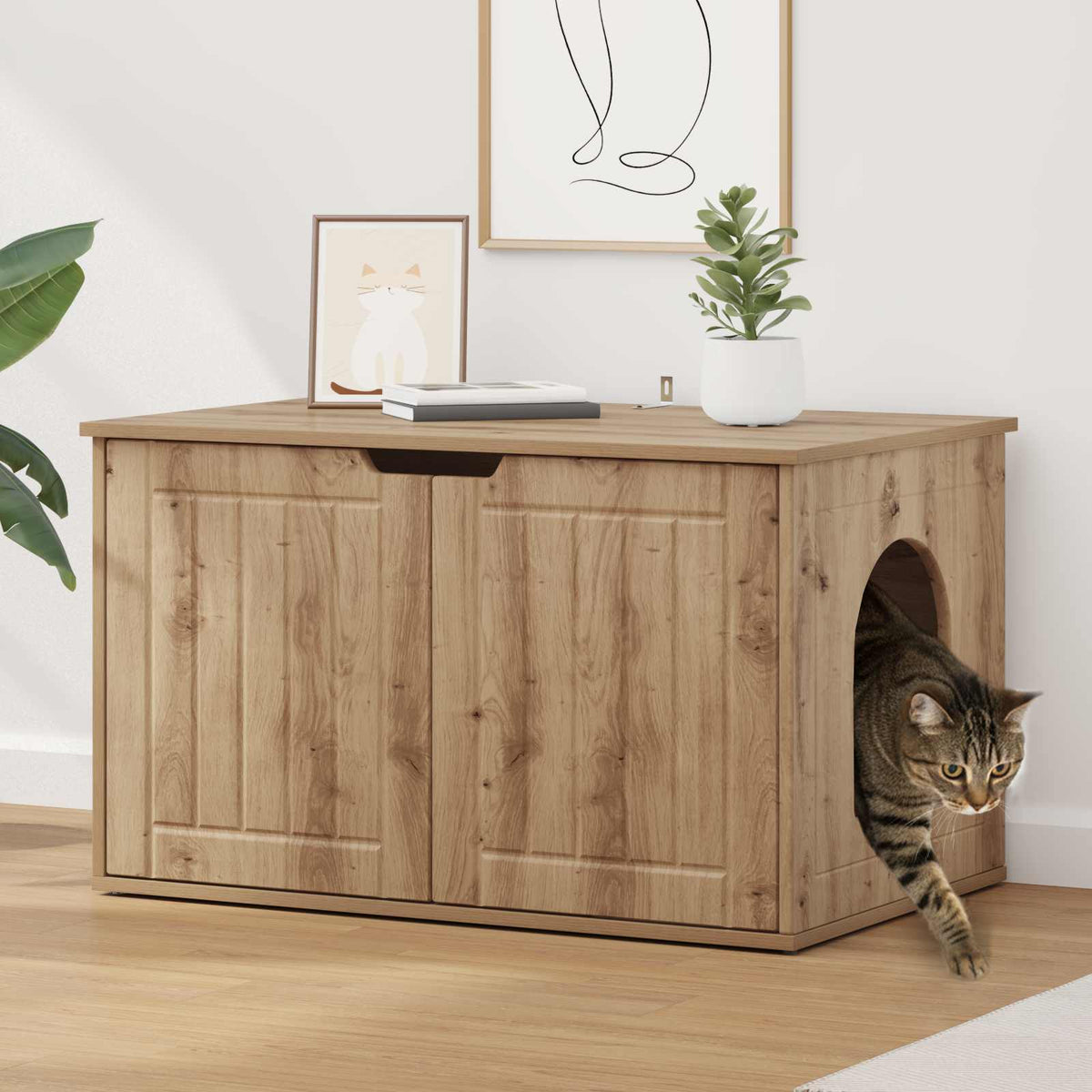 Kattenhuis 85 X 55 X 50,5 Cm Bewerkt Hout