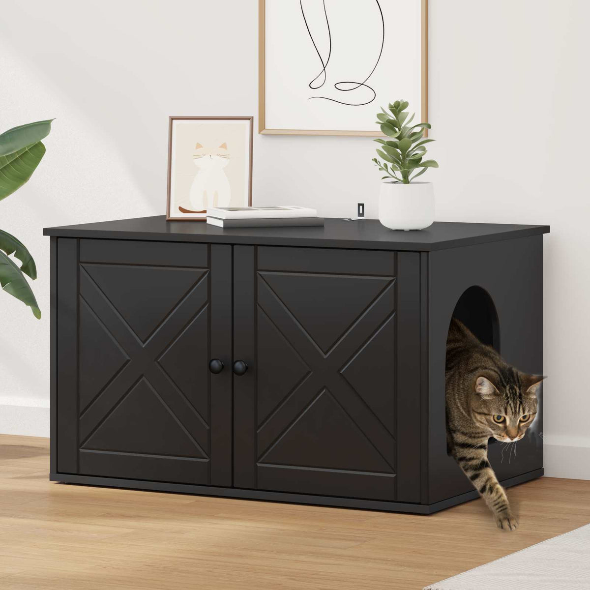 Kattenhuis 85 X 55 X 50,5 Cm Bewerkt Hout