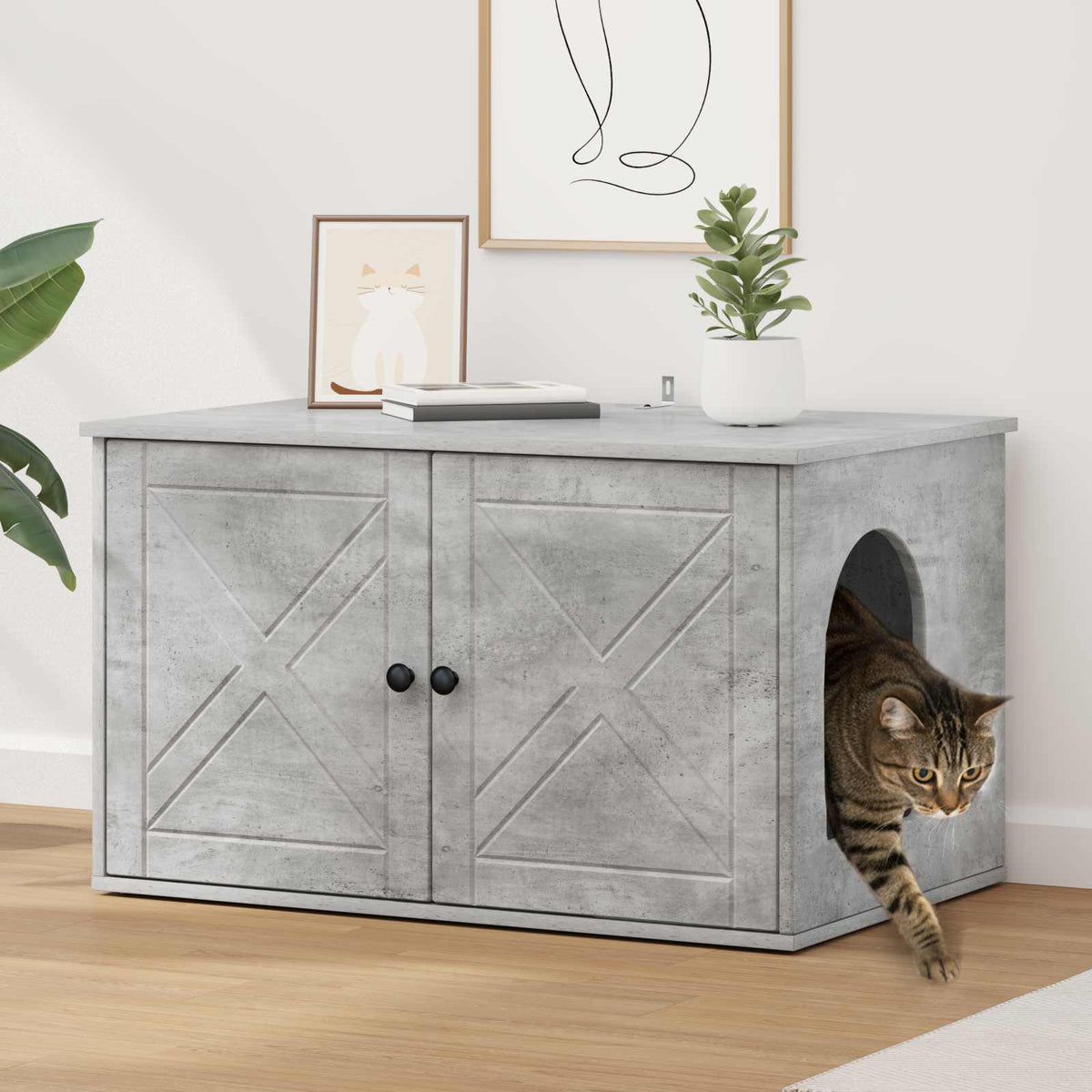 Kattenhuis 85 X 55 X 50,5 Cm Bewerkt Hout
