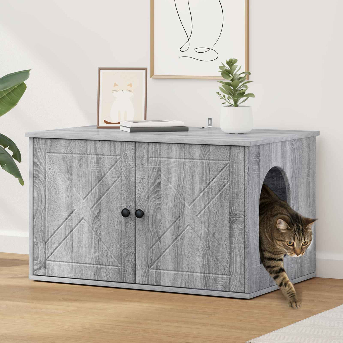 Kattenhuis 85 X 55 X 50,5 Cm Bewerkt Hout