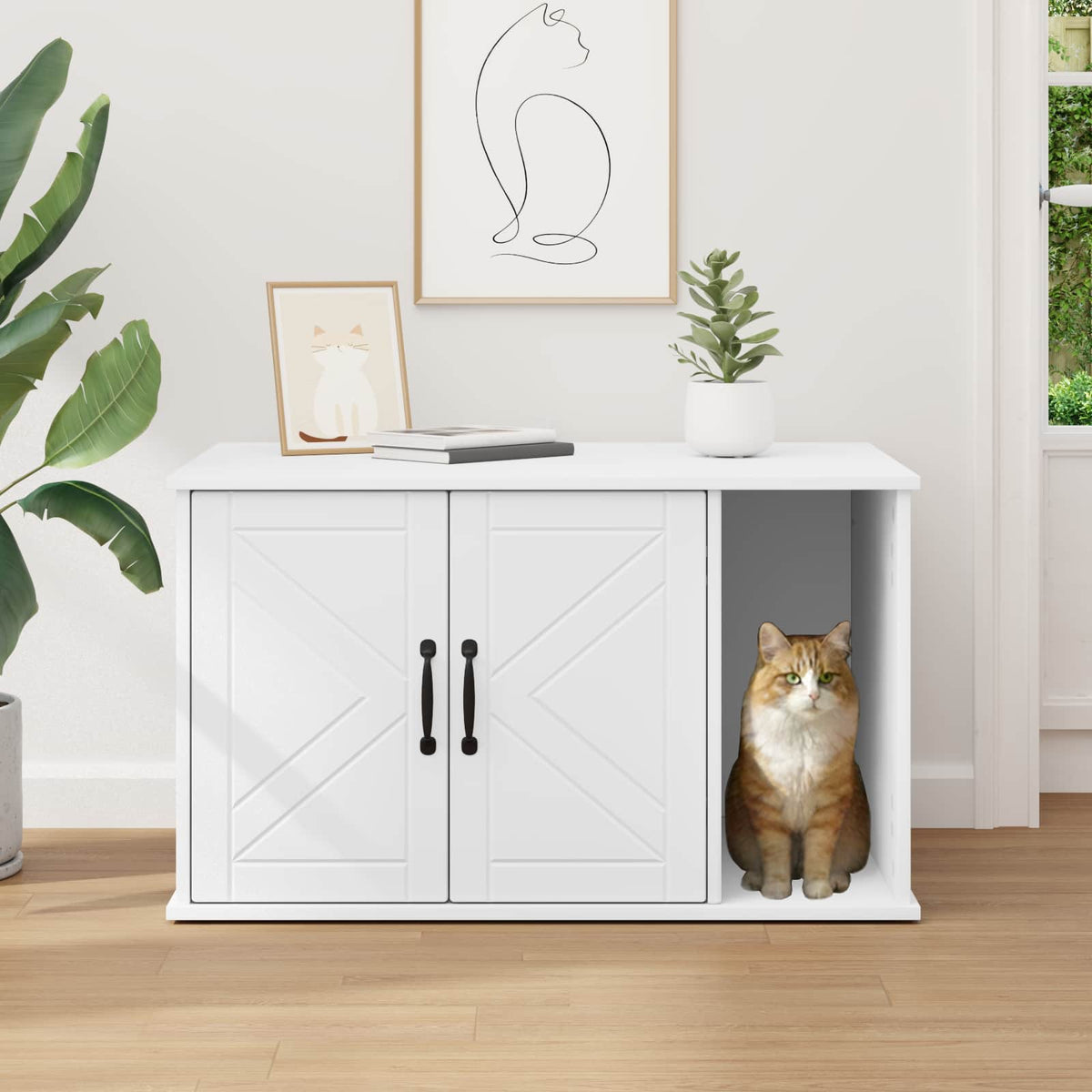 Kattenhuis 85 X 55 X 50,5 Cm Bewerkt Hout