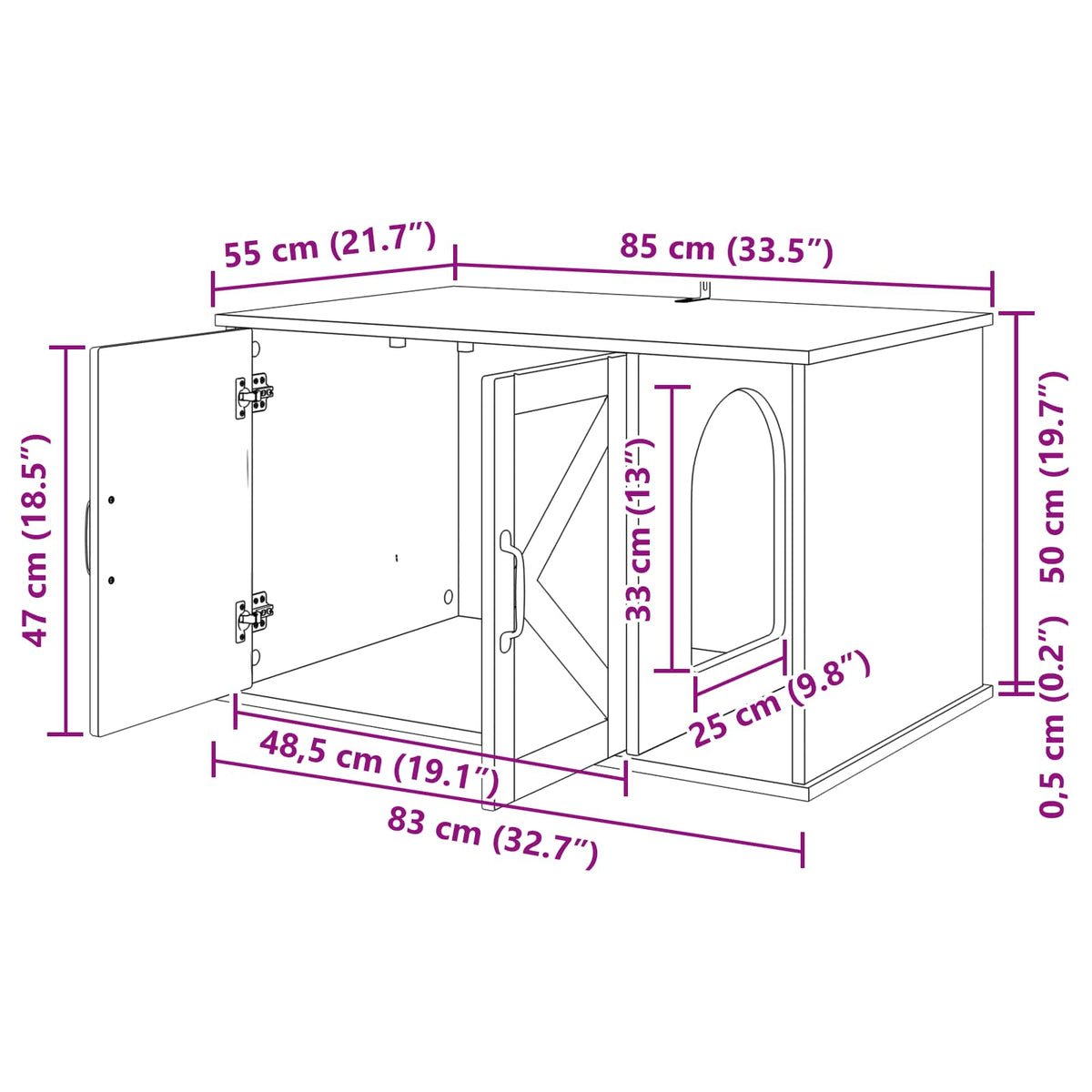Kattenhuis 85 X 55 X 50,5 Cm Bewerkt Hout
