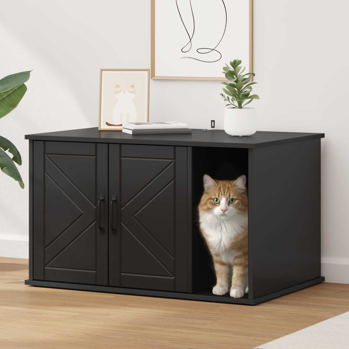 Kattenhuis 85 X 55 X 50,5 Cm Bewerkt Hout