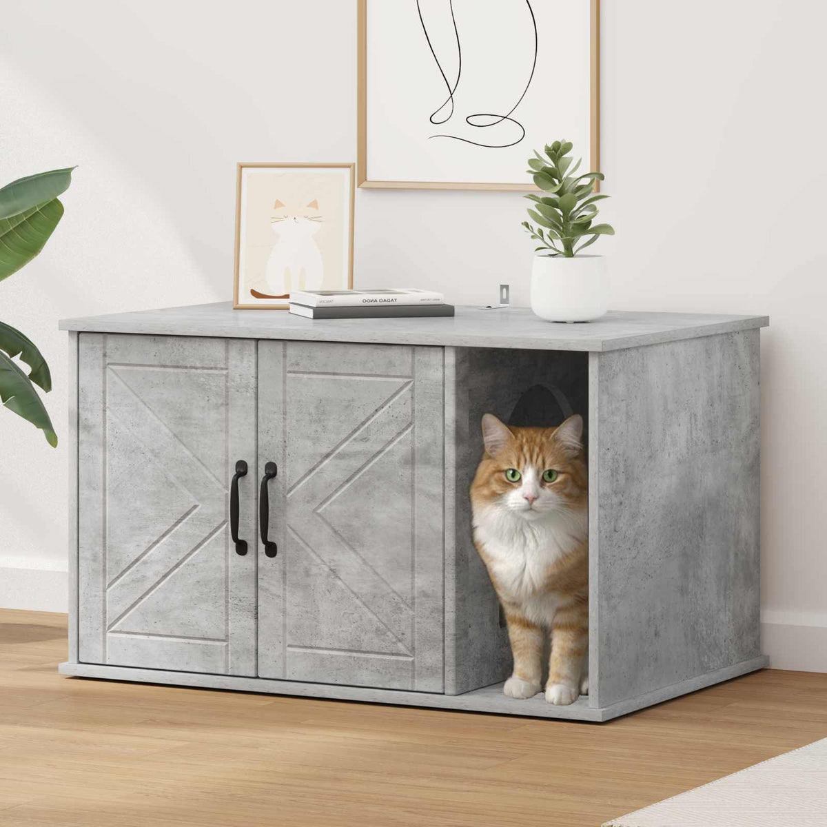 Kattenhuis 85 X 55 X 50,5 Cm Bewerkt Hout