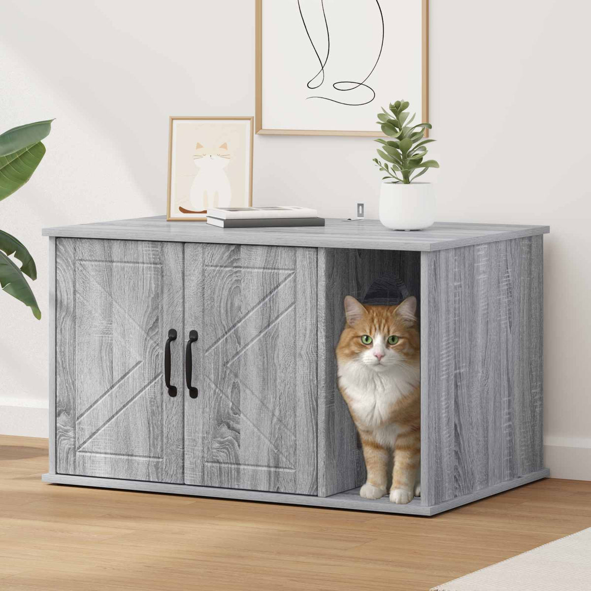 Kattenhuis 85 X 55 X 50,5 Cm Bewerkt Hout
