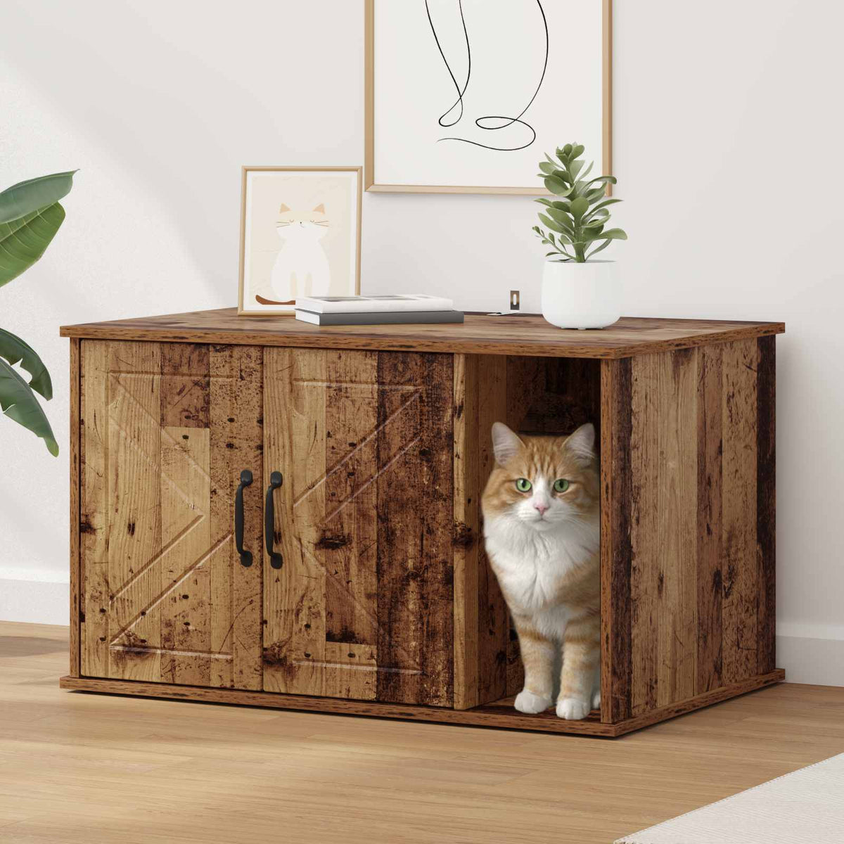 Kattenhuis 85 X 55 X 50,5 Cm Bewerkt Hout