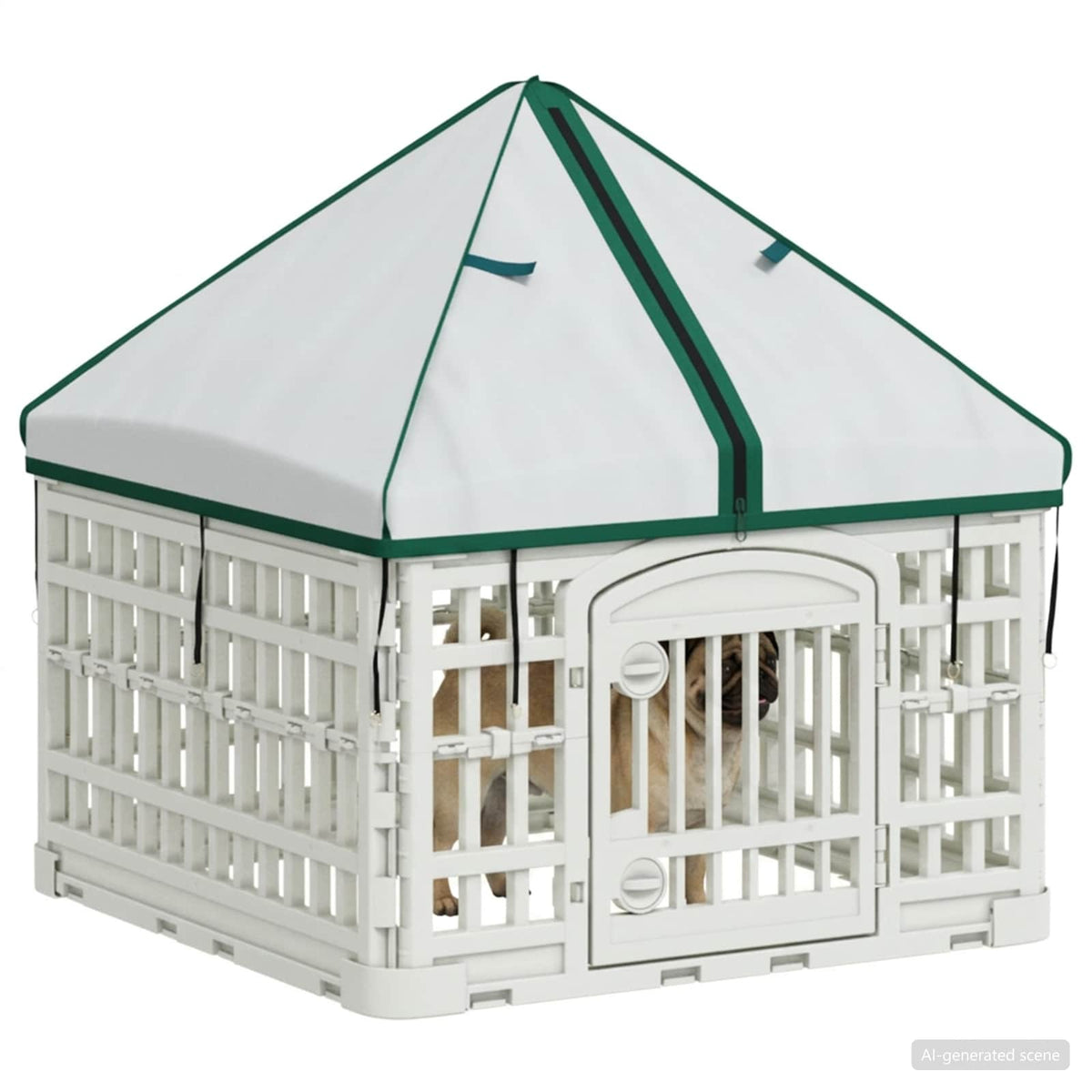 4 Panelen Honden Speelweide Met Dak Kunststof