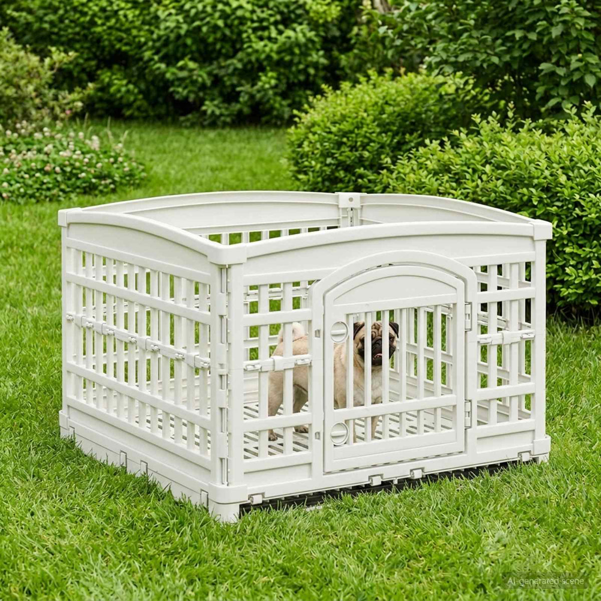 4 Paneel Hond Speelhekje Kunststof Wit