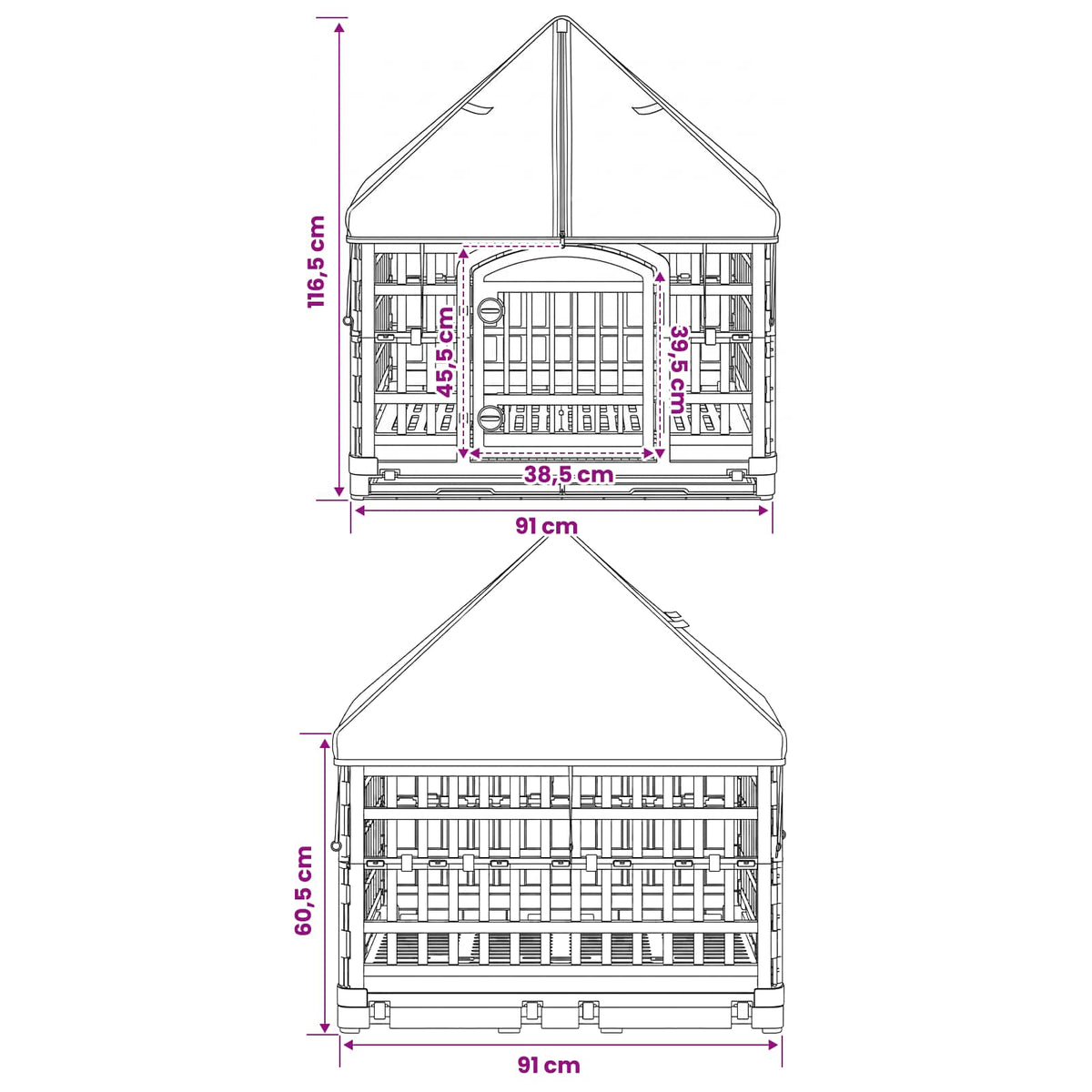 4 Panelen Honden Speelweide Met Dak Wit