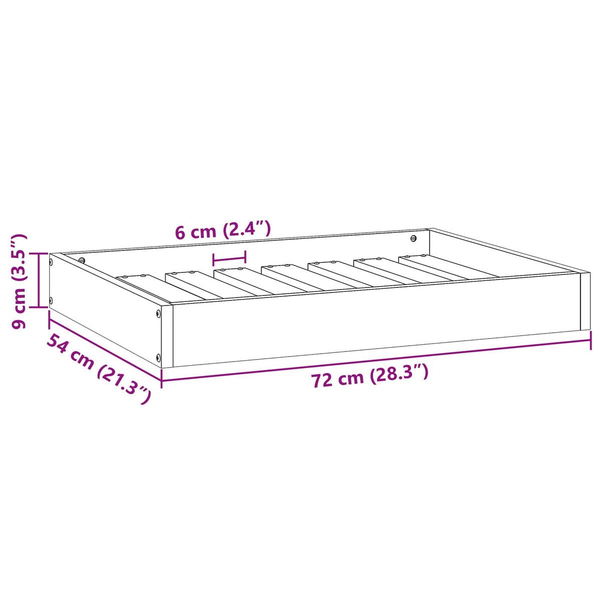 Hondenbed 72 X 54 X 9 Cm Massief Vurenhout