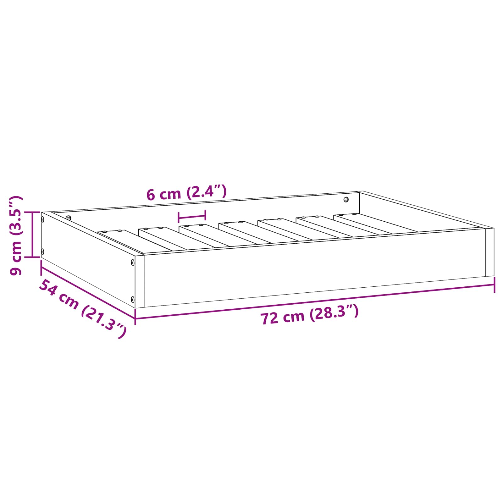 Hondenbed 72 X 54 X 9 Cm Massief Vurenhout