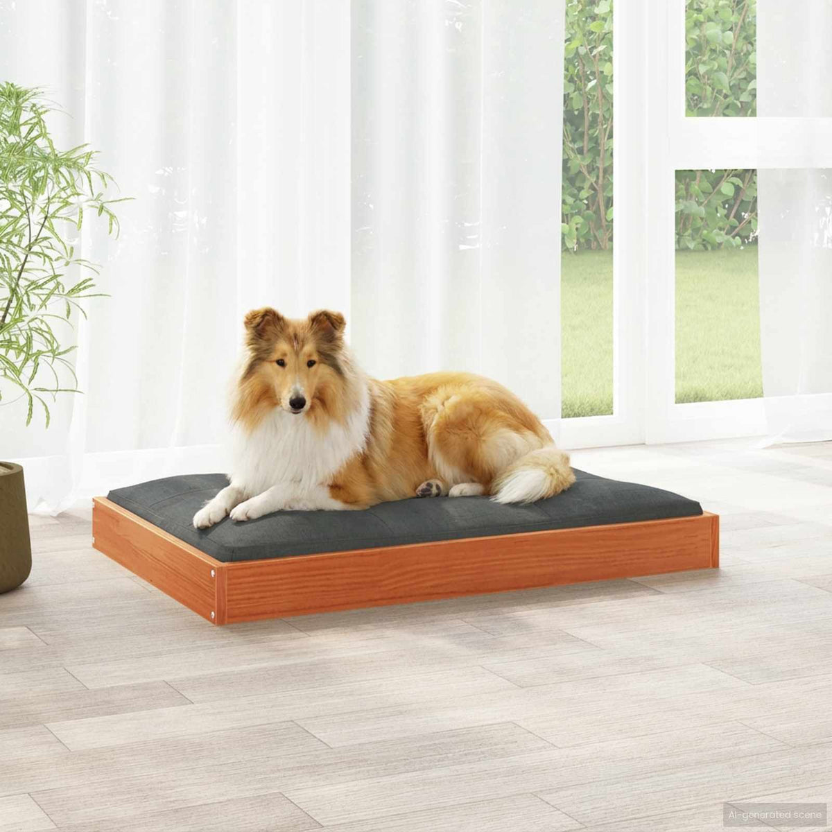 Hondenbed 72 X 54 X 9 Cm Massief Vurenhout