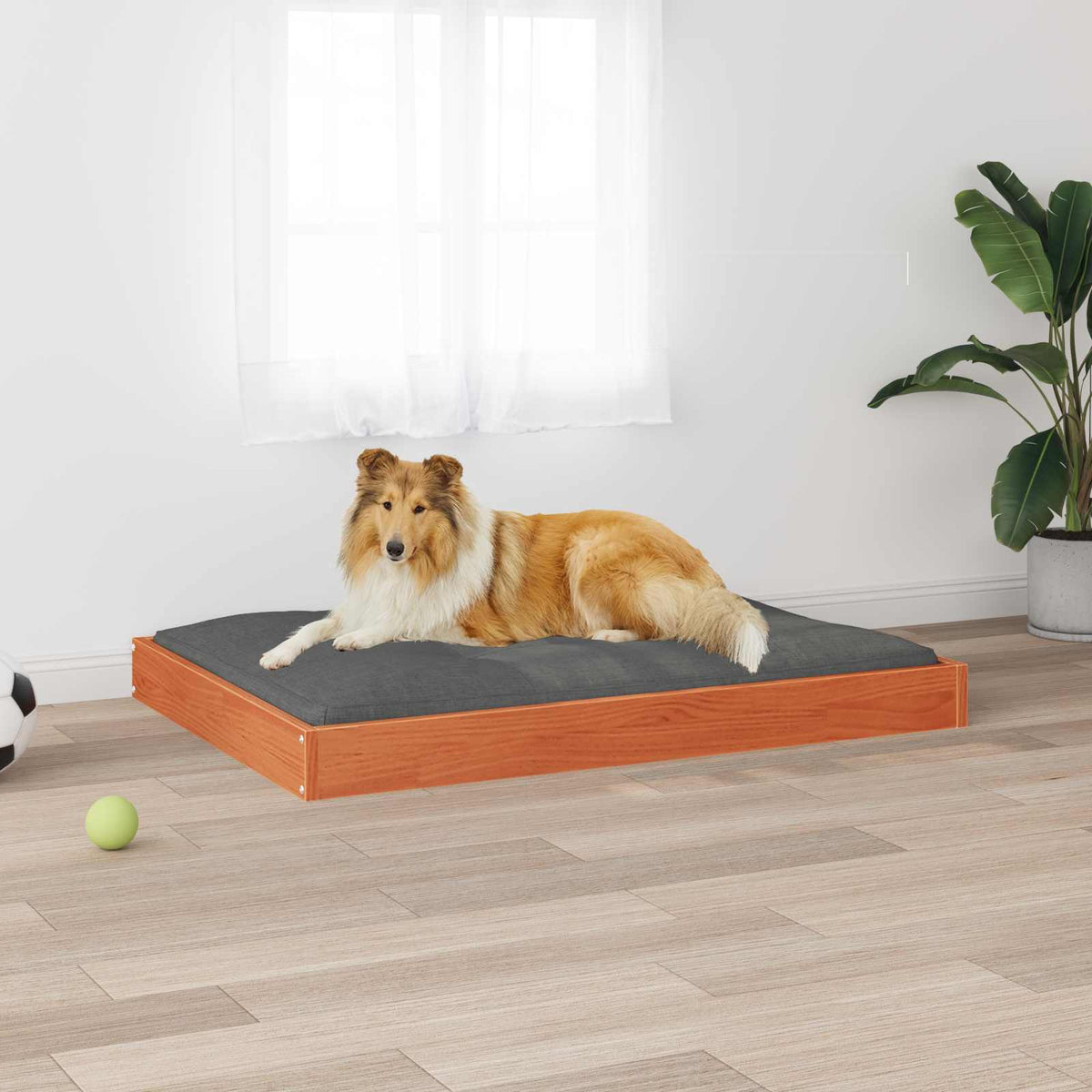 Hondenbed 101,5 X 74 X 9 Cm Massief Vurenhout
