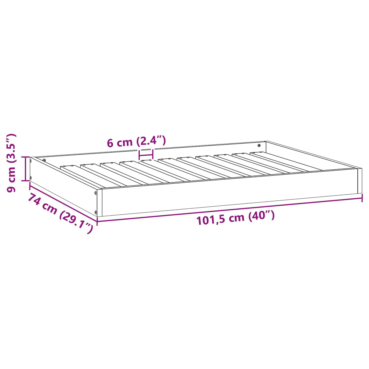 Hondenbed 101,5 X 74 X 9 Cm Massief Vurenhout