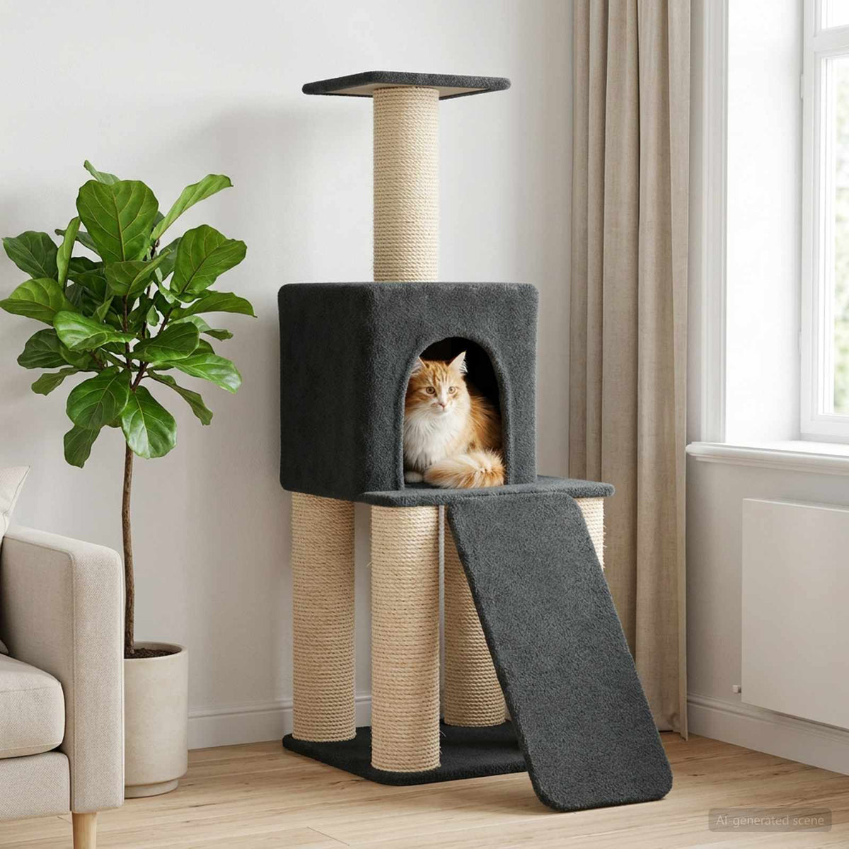Kattenboom Met Sisal Krabpalen 146 Cm