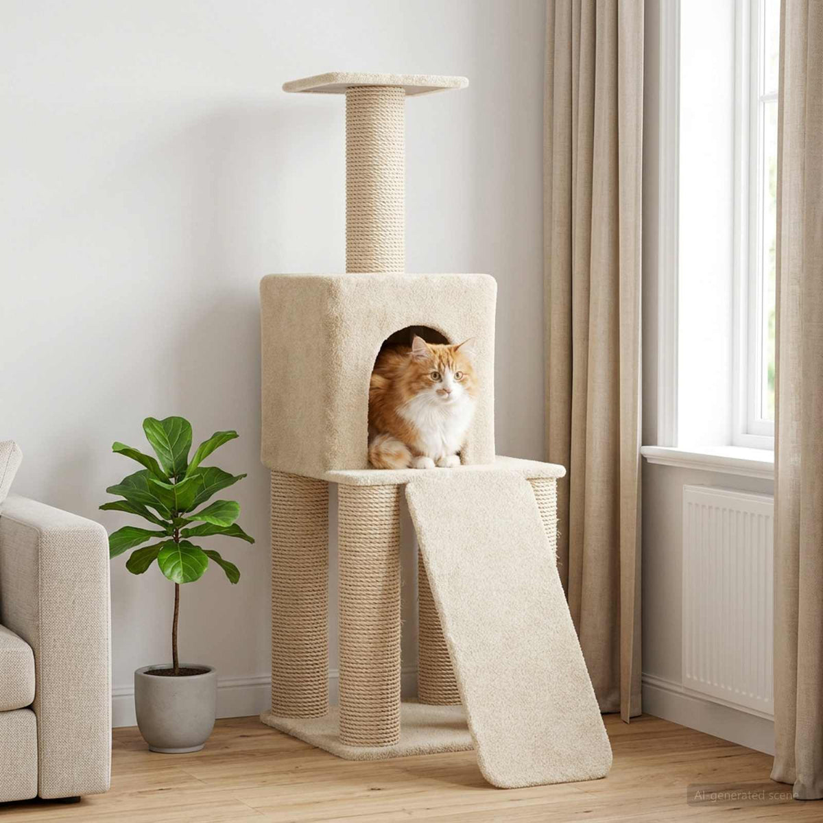 Kattenboom Met Sisal Krabpalen 146 Cm