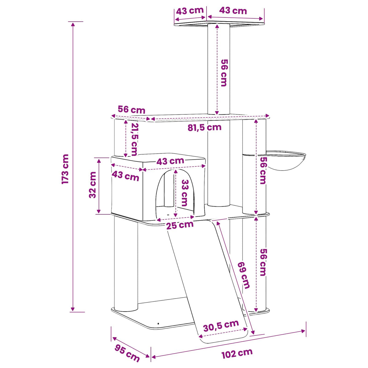 Kattenboom Met Sisal Krabpalen 173 Cm