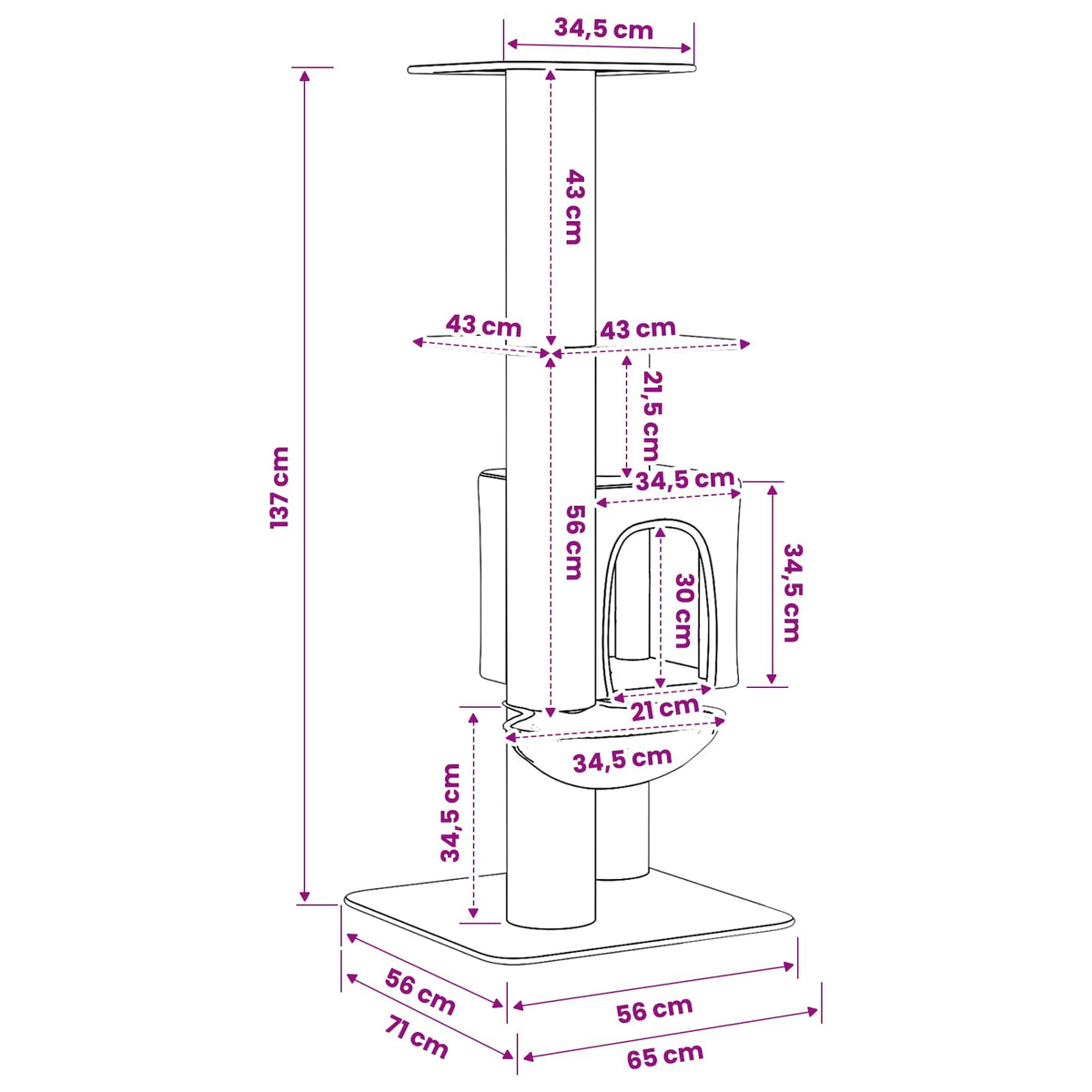Kattenboom Met Sisal Krabpalen 137 Cm