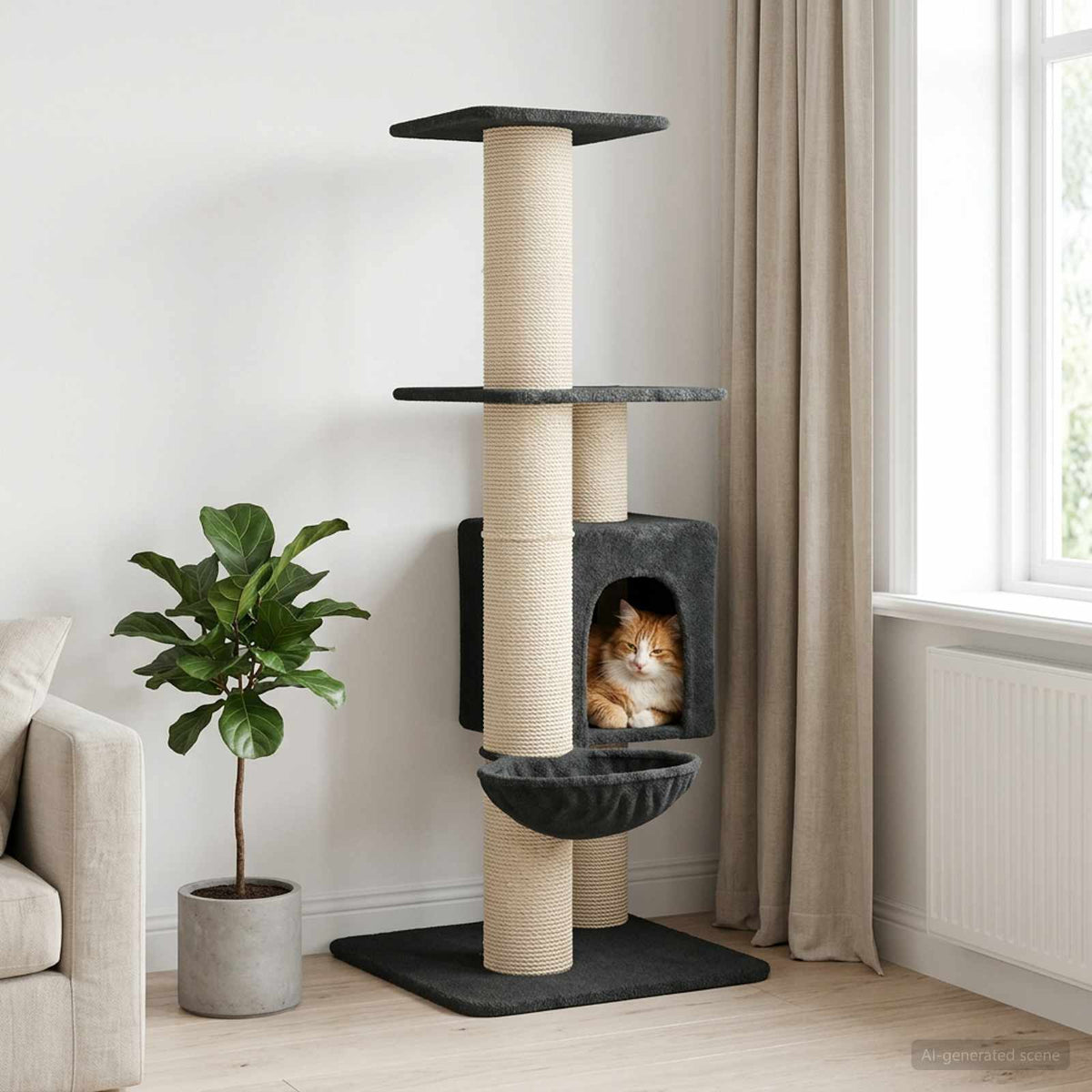 Kattenboom Met Sisal Krabpalen 137 Cm