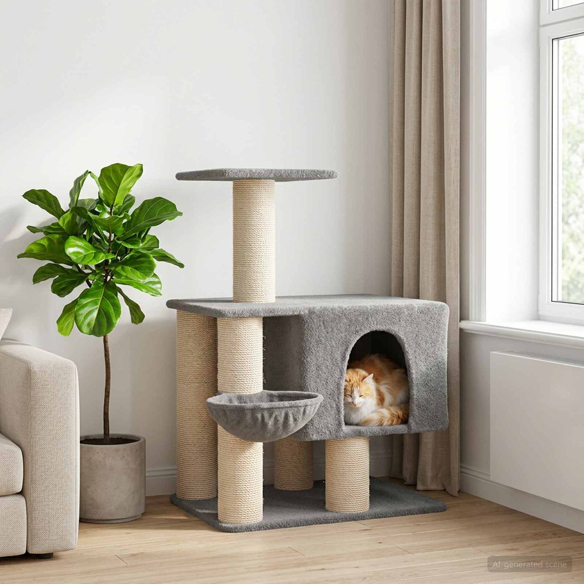 Kattenboom Met Sisal Krabpalen 96 Cm