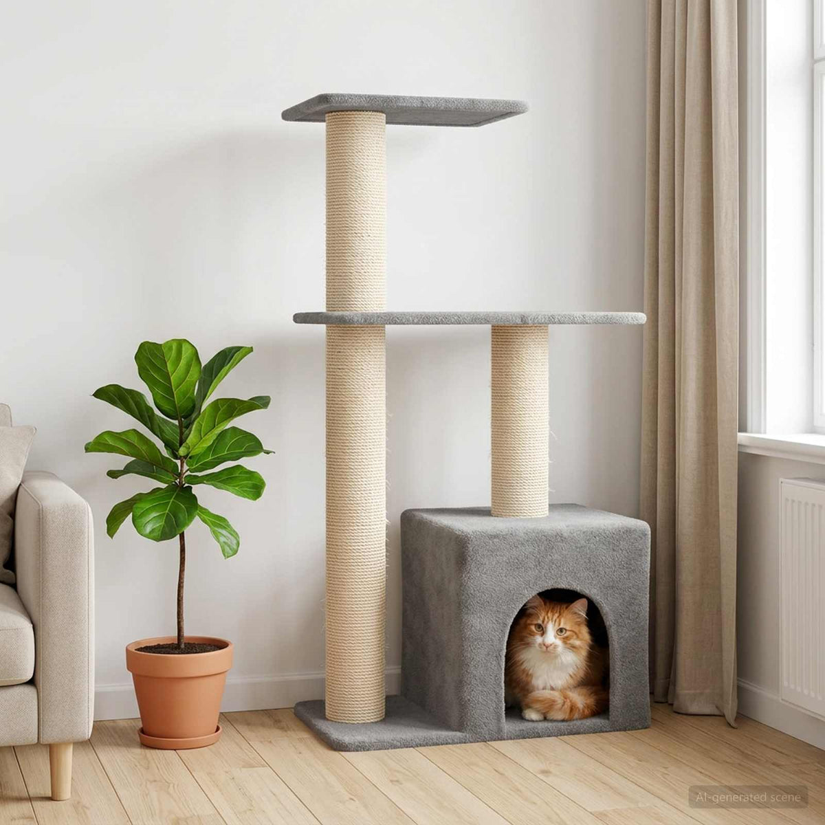 Kattenboom Met Sisal Krabpalen 133 Cm