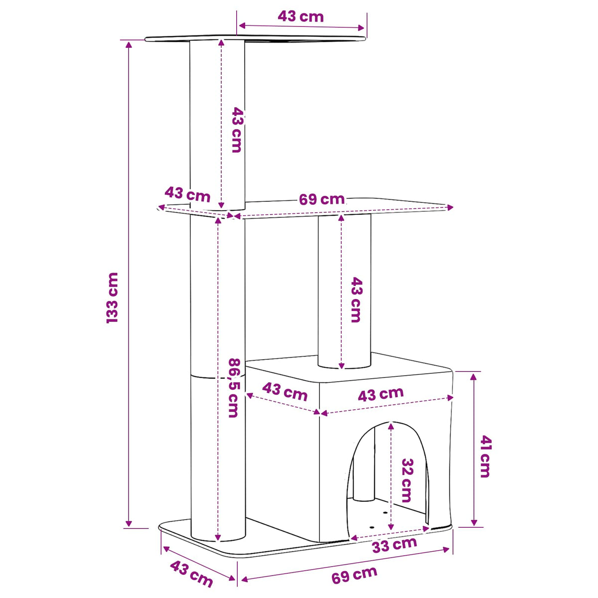 Kattenboom Met Sisal Krabpalen 133 Cm