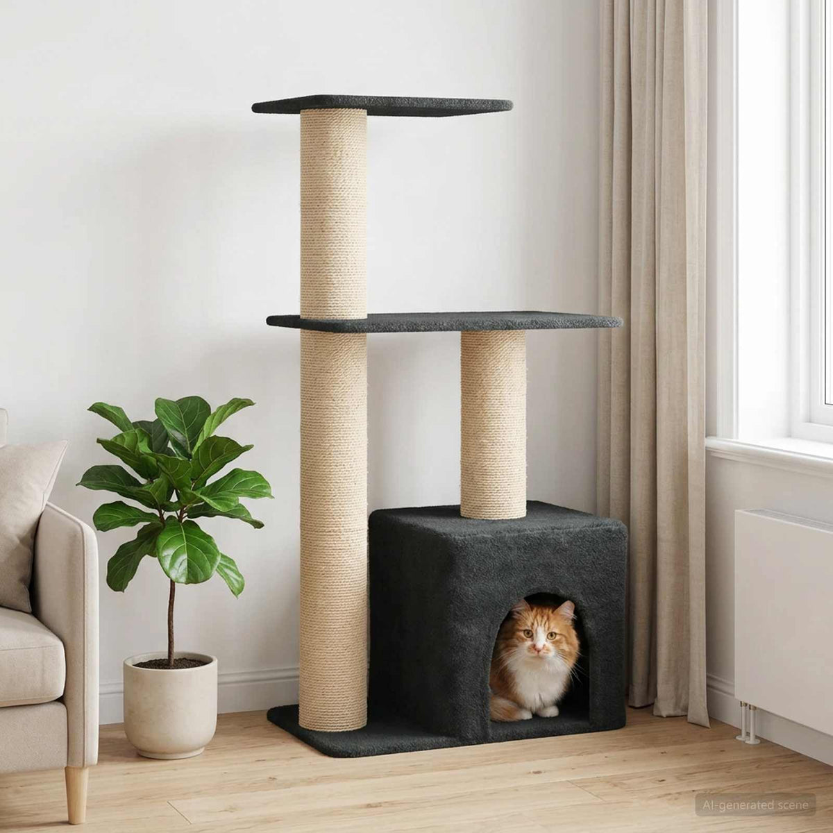 Kattenboom Met Sisal Krabpalen 133 Cm