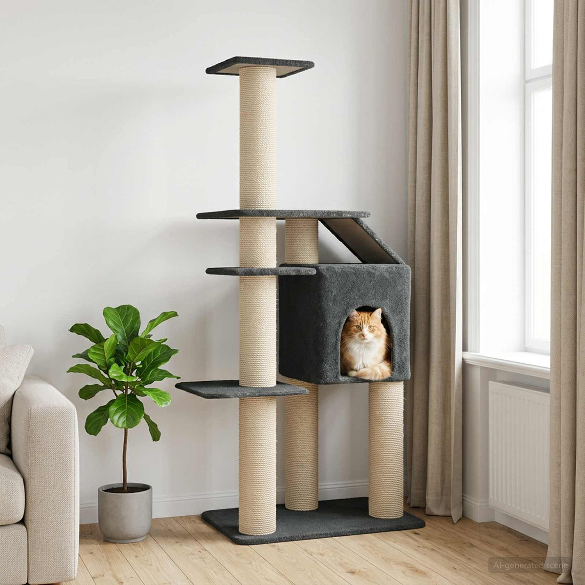 Kattenboom Met Sisal Krabpalen 183 Cm