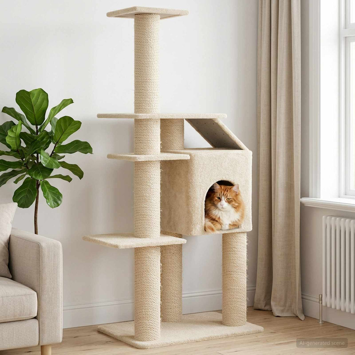 Kattenboom Met Sisal Krabpalen 183 Cm