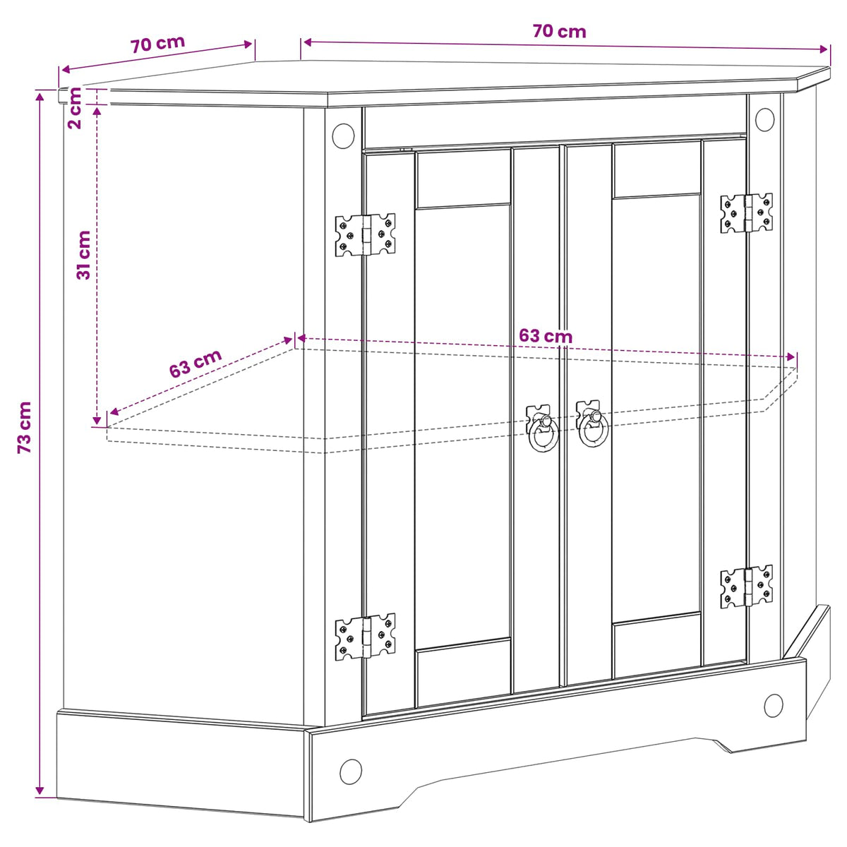 Aquarium Stand Corona 70 X 70 X 73 Cm 300 Kg