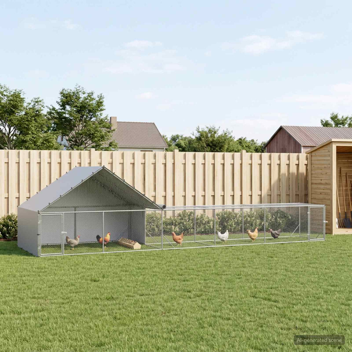 Kippenhok Met Dak En Tuin 2 St Zilver