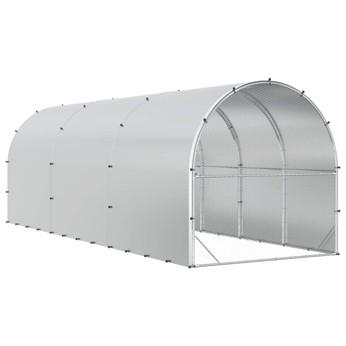 Kippenhok Zilver 600 X 200 X 200 Cm Gegalvaniseerd Staal