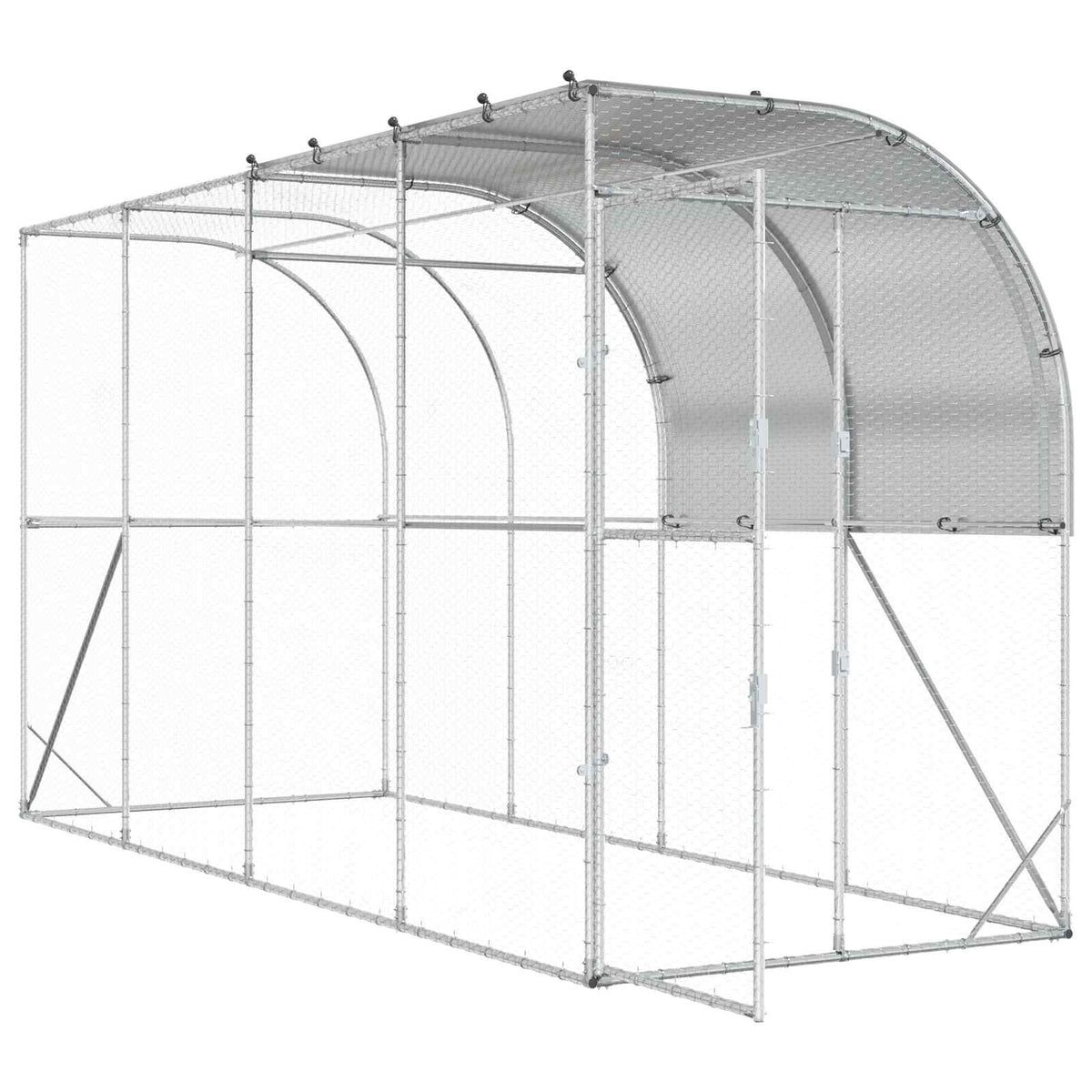 Kippenhok Tegen De Muur Zilver 400 X 150 X 215 Cm