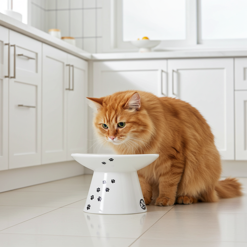 Luxe verhoogde kattenvoerbak - ergonomisch & porselein