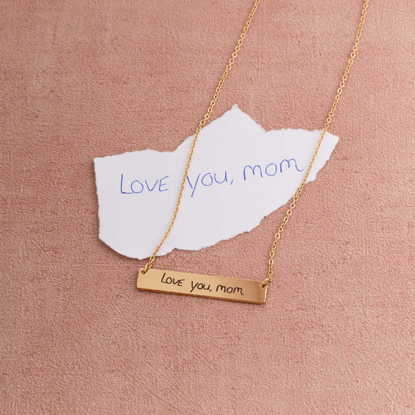 Bar necklace handwriting