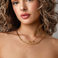 Bubble initials necklace gold
