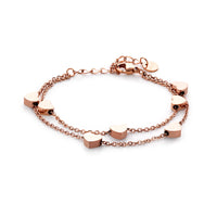 Double heart chain rosé gold
