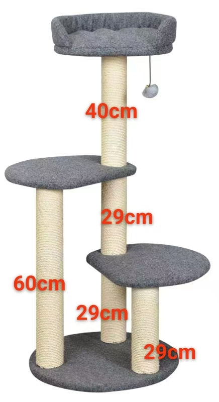 Tommy krabpaal voor volwassen katten - 3 niveaus en pluche bed