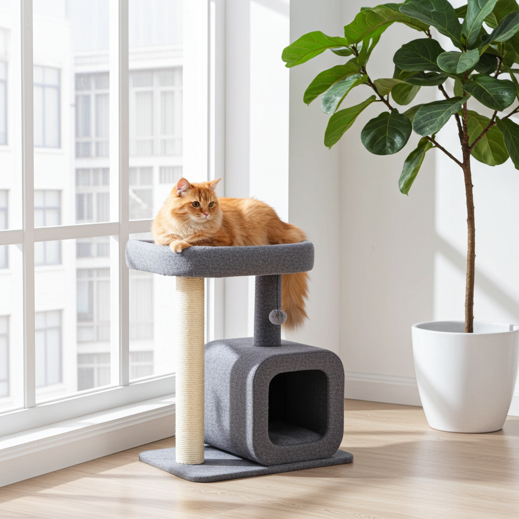 MILO Krabpaal voor katten met huisje - 2 niveaus en gezellige slaapplek