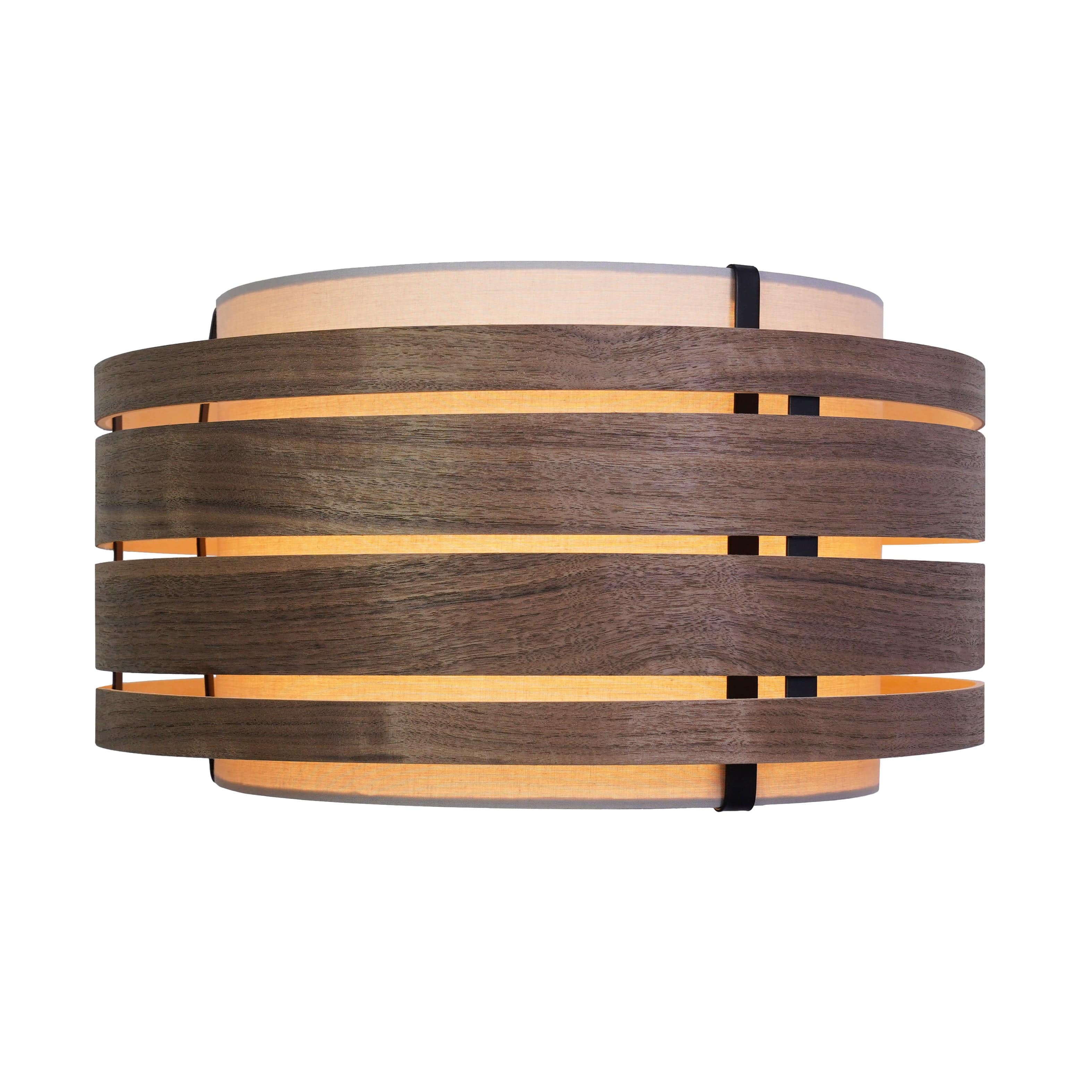 Lamp Shade - Wood (dark walnut veneer)-Fabric - 40 cm -  "Beam"