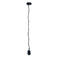 Pendant Electric Unit (Universal E27) 150cm - Stainless Steel wire-Fabric power cable-Black-"Beam"