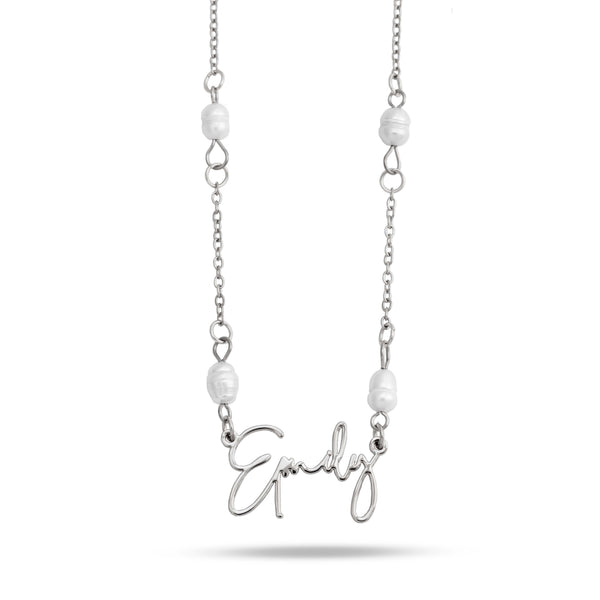 Pearl Noa name necklace silver