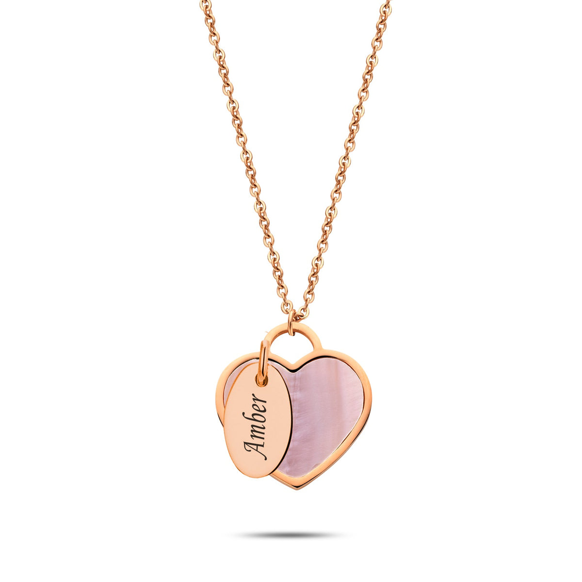 Seashell heart & tag rosé gold
