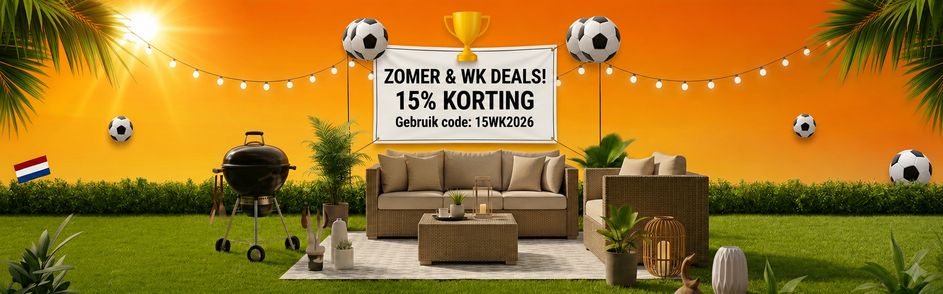 Thuuis.nl 15% wk korting op allle tuinmeubels, loungesets en bbq's 2026
