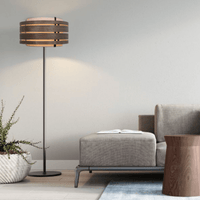 Lamp Shade - Wood (dark walnut veneer)-Fabric - 40 cm -  "Beam"