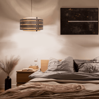 Lamp Shade - Wood (dark walnut veneer)-Fabric - 40 cm -  "Beam"