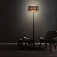 Lamp Shade - Wood (dark walnut veneer)-Fabric - 40 cm -  "Beam"